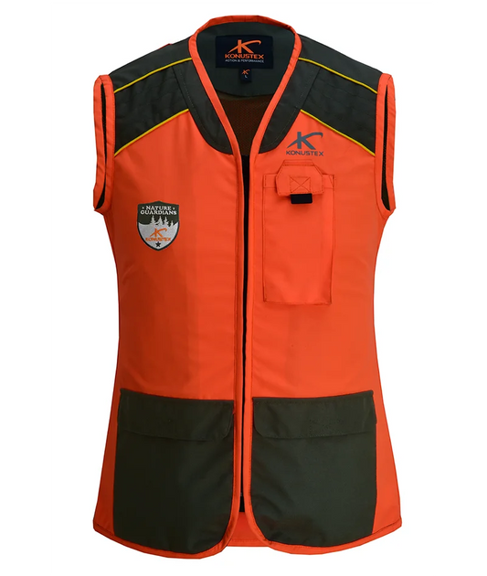 KONUSTEX GAMETOP LADY Gilet da caccia da donna arancione resistente all’acqua, battuta al cinghiale