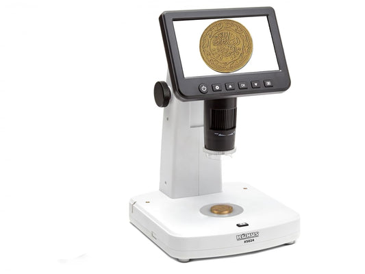 KONUS DIGISCIENCE Microscopio Didattico con Zoom 10X-300X, Digitale con Display LCD 5 Pollici e Software