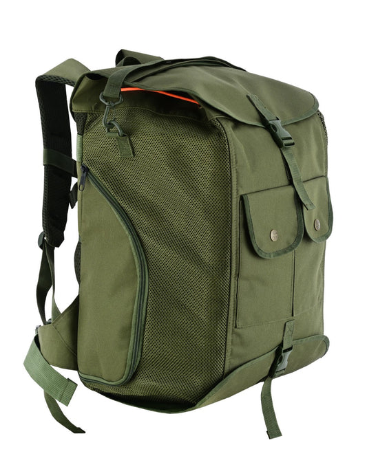 KONUSTEX CERTO Borsa Zaino per funghi 43 Litri con Tasche Frontali e Porta Borracce Coibentate con separatore Verde Militare