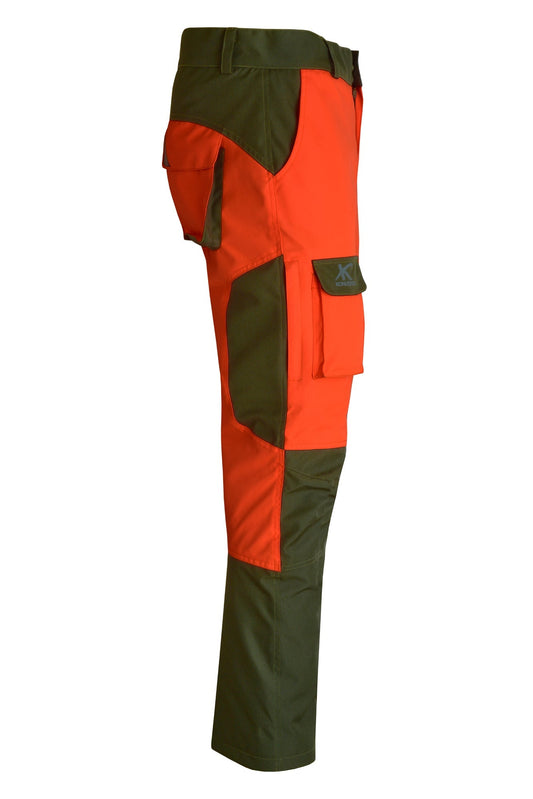 Pantalone da caccia KONUSTEX MAXGAME 2.0 impermeabile con imbottitura rimovibile verde arancione OnTheRoad.shop - KONUSTEX