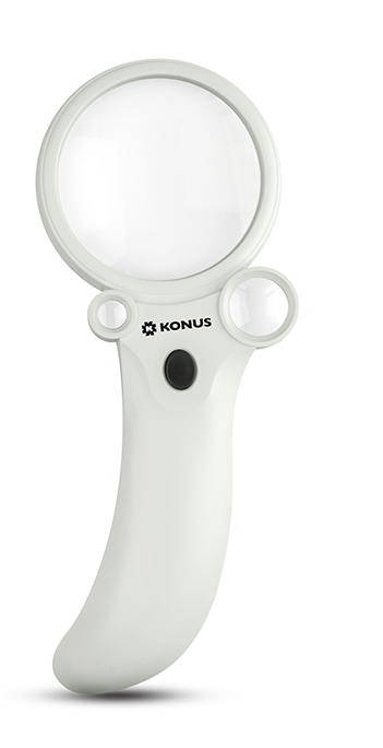 KONUS LUX-65 Lente di Ingrandimento con Luce LED e Zoom 2,5x-25x-55x
