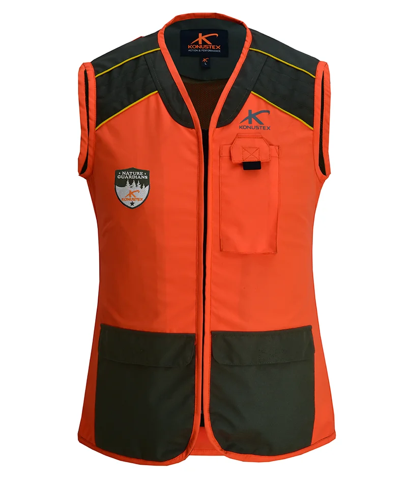 KONUSTEX GAMETOP LADY Gilet da caccia da donna arancione resistente all’acqua, battuta al cinghiale