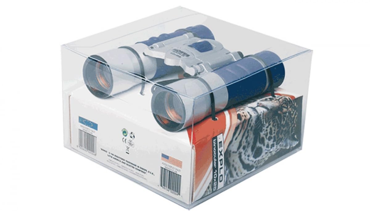 KONUS EXPLO 10x25 Binocolo con Rifinitura in Gomma Blu, Ottiche Ruby Coating e Zoom 10x25