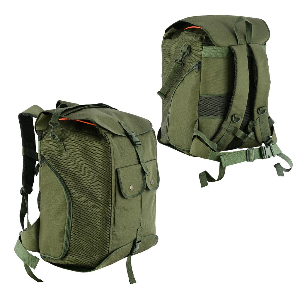 KONUSTEX CERTO Borsa Zaino per funghi 43 Litri con Tasche Frontali e Porta Borracce Coibentate con separatore Verde Militare