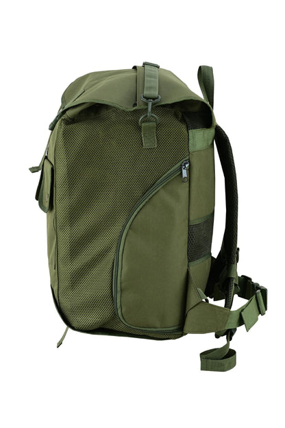 KONUSTEX CERTO Borsa Zaino per funghi 43 Litri con Tasche Frontali e Porta Borracce Coibentate con separatore Verde Militare