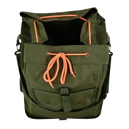 KONUSTEX CERTO Borsa Zaino per funghi 43 Litri con Tasche Frontali e Porta Borracce Coibentate con separatore Verde Militare