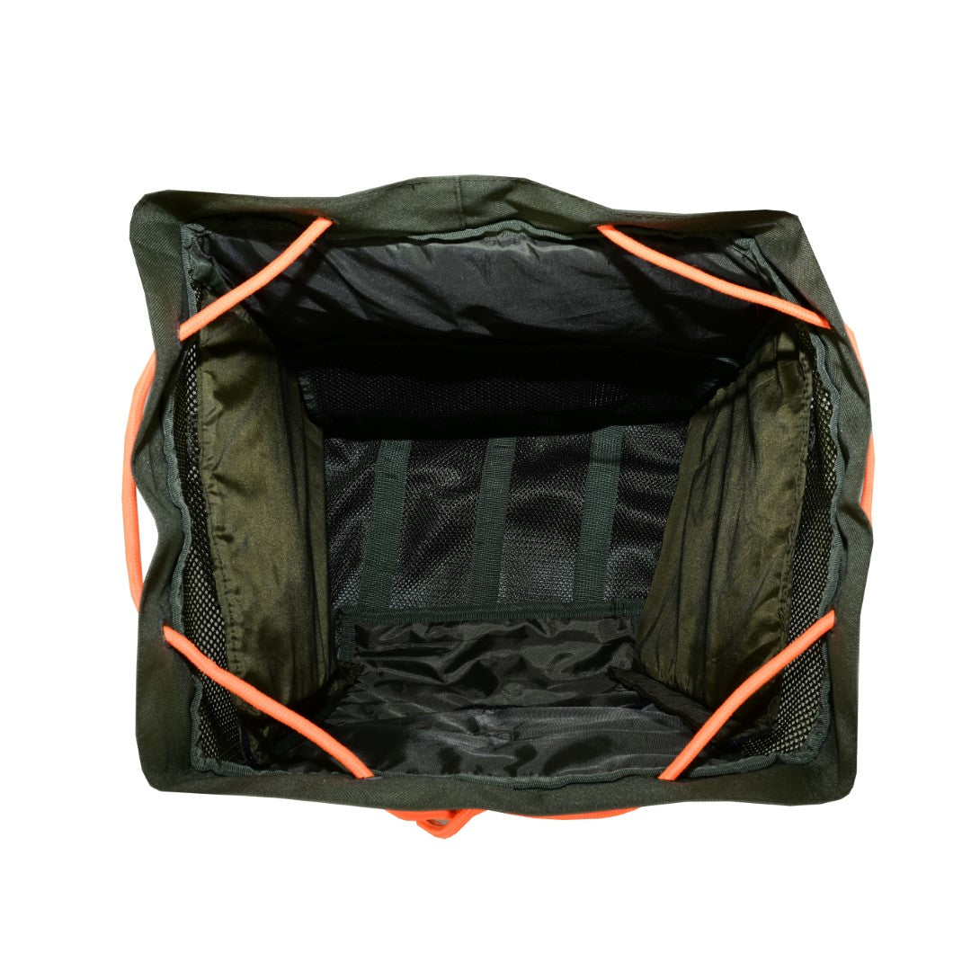KONUSTEX CERTO Borsa Zaino per funghi 43 Litri con Tasche Frontali e Porta Borracce Coibentate con separatore Verde Militare