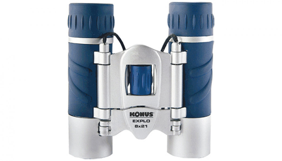 KONUS EXPLO 8X21 Binocolo in gomma argento azzurro, militare caccia montagna
